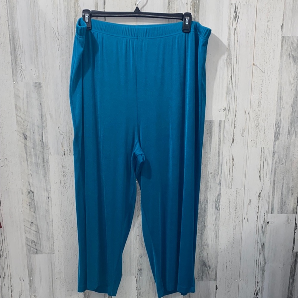 0704 Carolyn Strauss Teal Wide Leg Pants